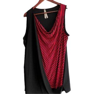 penningtons Plus Size 1X Fancy Sleevless Shirt With Black Fooler Top Layer